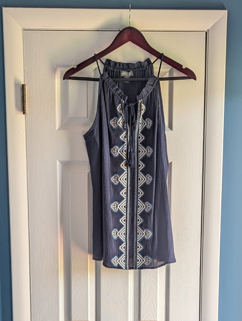 Breezey, Lightweight Embroidered Halter Tank